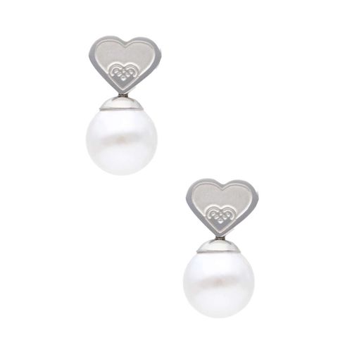 Aretes de corazón Nuvi con perla ARN-229 P