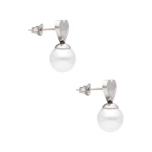Aretes de corazón Nuvi con perla ARN-229 P