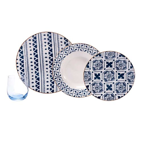 Vajilla Crown Baccara azul tribal