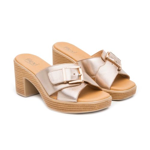 Sandalia Flexi casual para dama dorado 133501