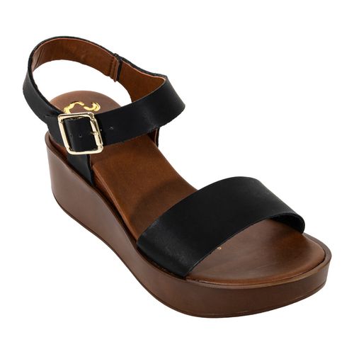 Sandalia casual con plataforma Nomadas negro para dama 10803
