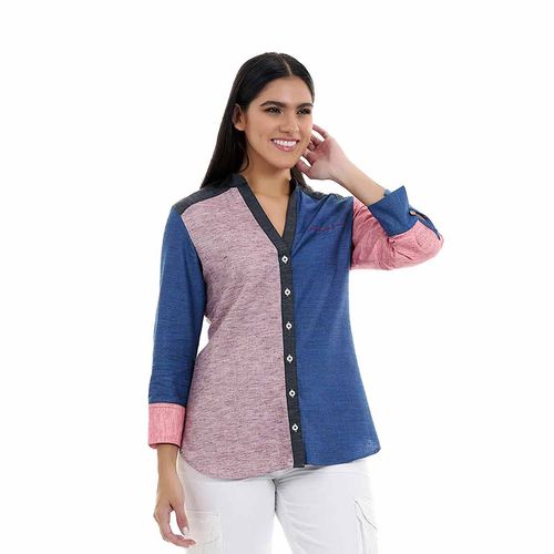 Blusa camisera Porto Blanco multicolor para dama de-2397