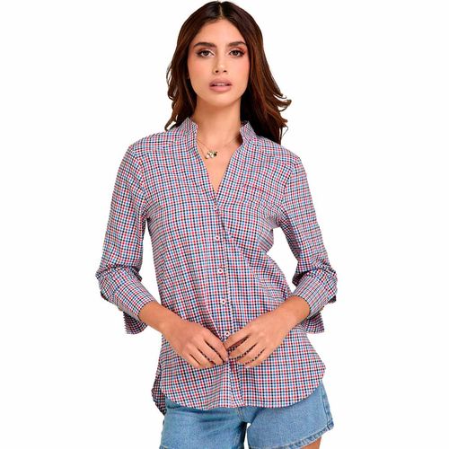 Blusa camisera Porto Blanco rojo para dama d-2547
