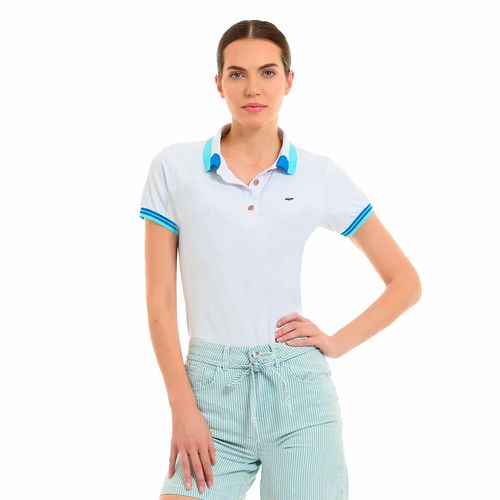 Playera tipo polo Porto Blanco blanco para dama dpe-2318