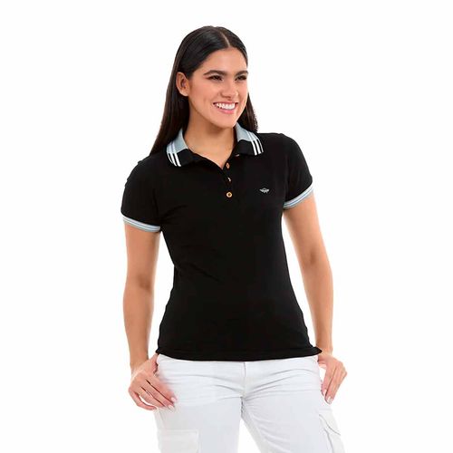 Playera tipo polo Porto Blanco negro para dama dpe-2345
