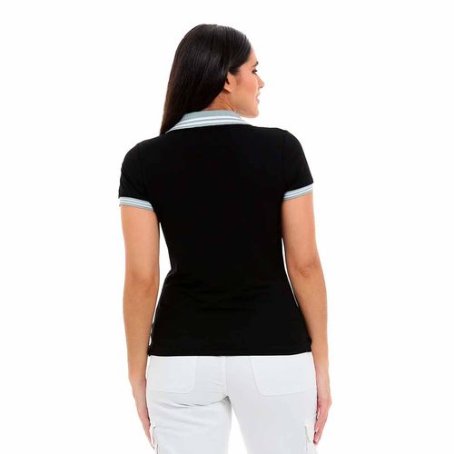 Playera tipo polo Porto Blanco negro para dama dpe-2345