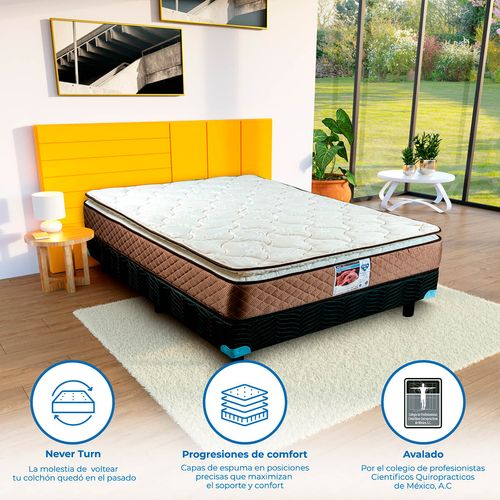 Colchón Spring air berkeley + almohada 2 pack essence peach feel + protector de colchón essence impermeable qs + box