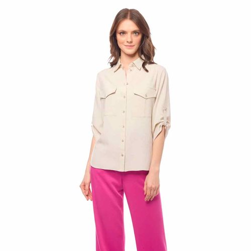 Blusa camisera Foleys beige para dama 125273