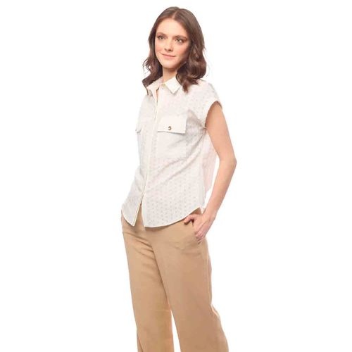 Blusa camisera Foleys beige para dama 125191