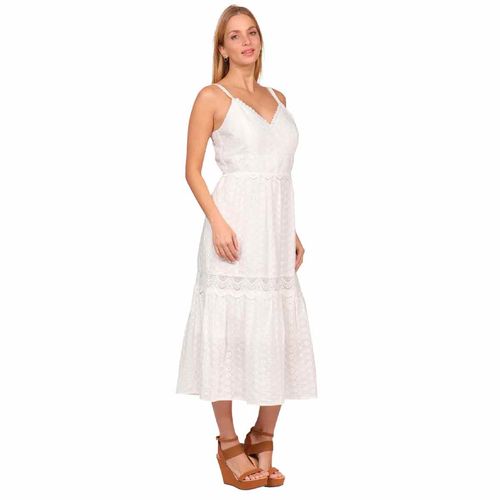 Vestido Duplan blanco para dama 51945