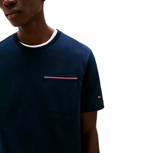 Playera Tommy Hilfiger azul para caballero mw0mw37452-dw5