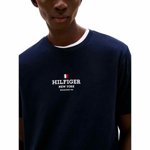 Playera Tommy Hilfiger azul para caballero mw0mw38980-dw5