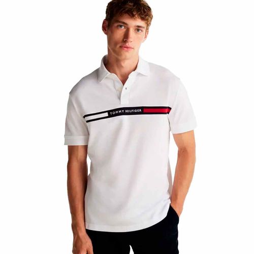 Playera tipo polo Tommy Hilfiger blanco para caballero mw0mw38130-ybr