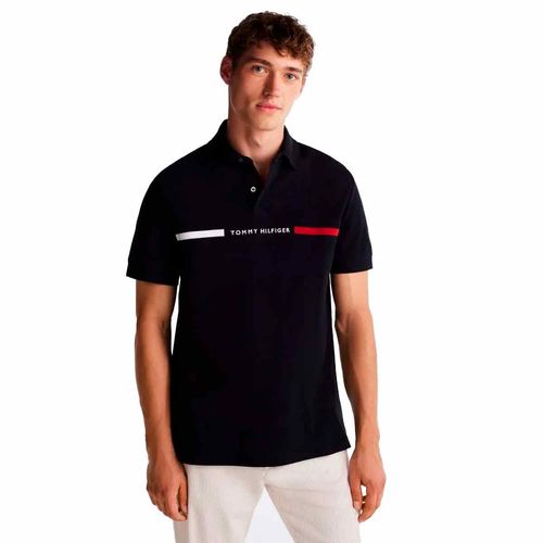 Playera tipo polo Tommy Hilfiger negro para caballero mw0mw38130-dw5