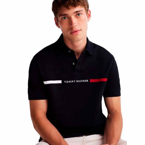 Playera tipo polo Tommy Hilfiger negro para caballero mw0mw38130-dw5
