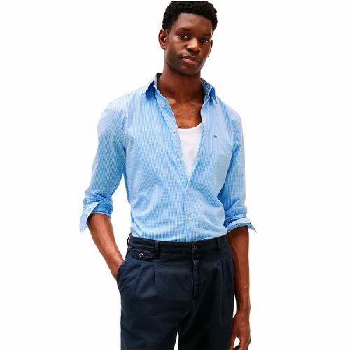Camisa Tommy Hilfiger azul para caballero mw0mw37548-0ms
