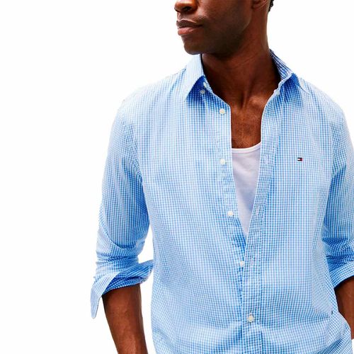 Camisa Tommy Hilfiger azul para caballero mw0mw37548-0ms