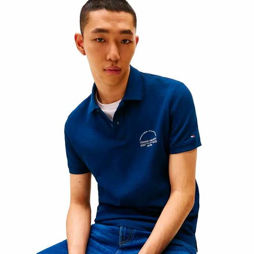 Playera tipo polo Tommy Hilfiger azul para caballero mw0mw38486-daf