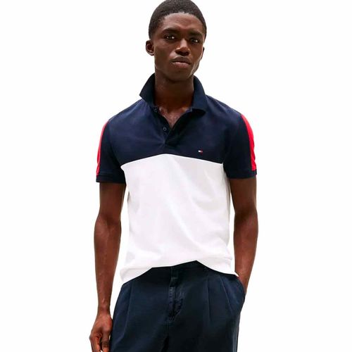 Playera tipo polo Tommy Hilfiger blanco para caballero mw0mw38966-ybr