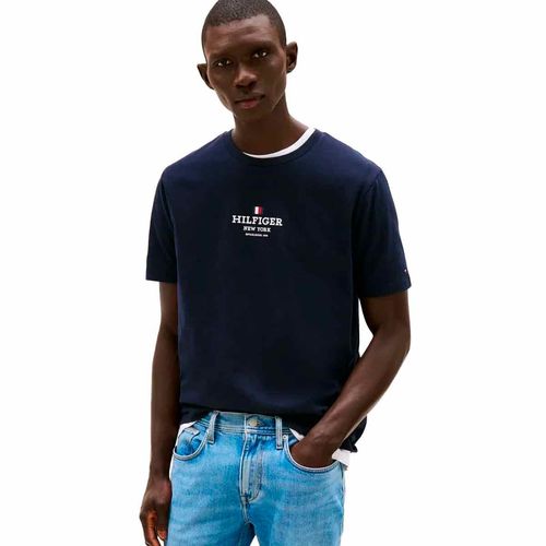 Playera Tommy Hilfiger azul para caballero mw0mw38980-dw5