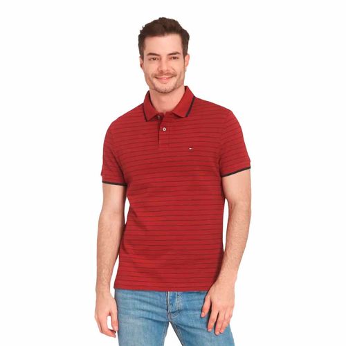 Playera tipo polo Tommy Hilfiger rojo para caballero mw0mw37527-0ey