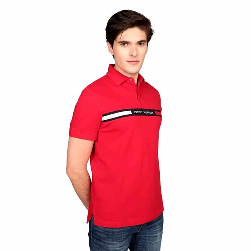 Playera tipo polo Tommy Hilfiger rojo para caballero mw0mw38130-xld