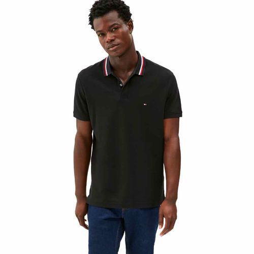 Playera tipo polo Tommy Hilfiger negro para caballero mw0mw38484-bds
