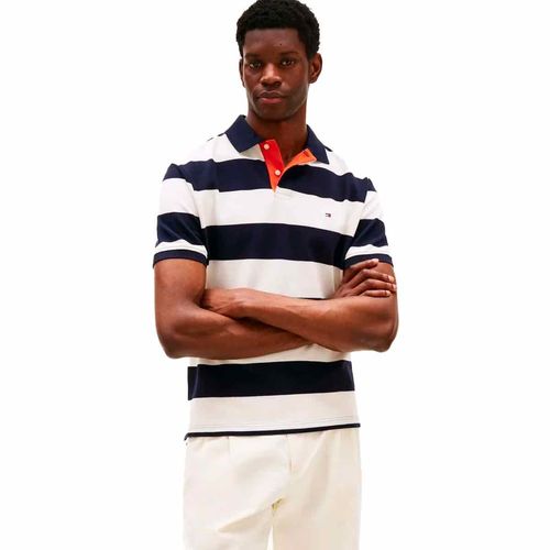 Playera tipo polo Tommy Hilfiger blanco para caballero mw0mw39045-0a5
