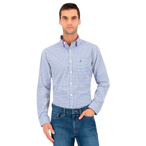 Camisa Nautica azul para caballero w24021cc-4nv