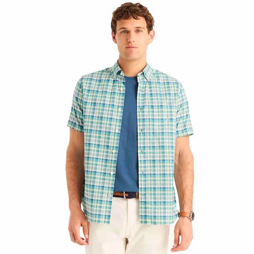 Camisa Nautica azul para caballero w46103-4gd