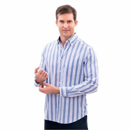 Camisa Nautica azul para caballero w46113-4vg