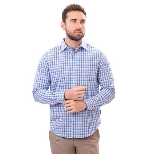 Camisa Nautica azul para caballero w47125-1bw