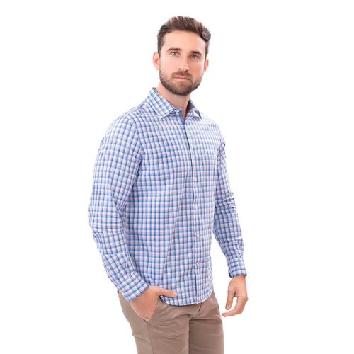 Camisa Nautica azul para caballero w47125-1bw
