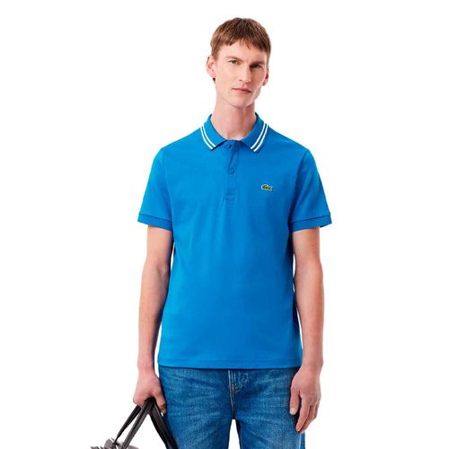 Playera tipo polo Lacoste azul para caballero dh5922-3d3