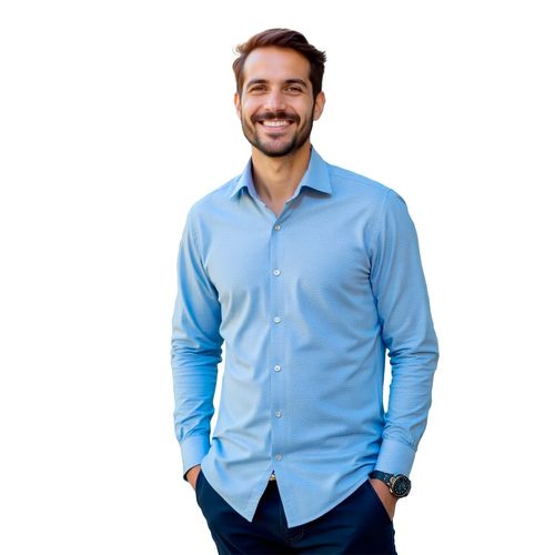 Camisa Mako & Co azul para caballero mkhc0005