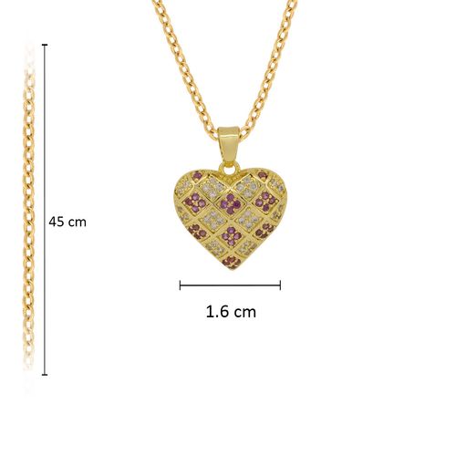 Set de collar y aretes Unlimited by ob chapa de oro 18 k corazón zirconia JRCGLDR03