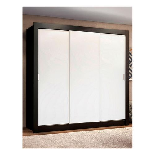 Closet Madesa 3 puertas 4 cajones negro blanco lyon plus