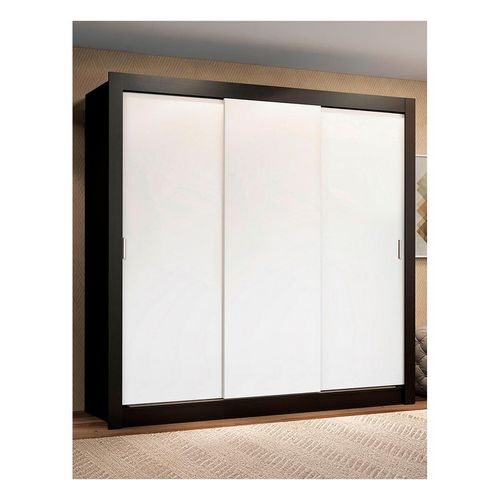 Closet Madesa 3 puertas 2 cajones negro blanco lyon