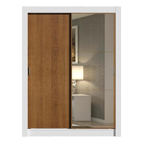 Closet Madesa 2 puertas con espejo 2 cajones blanco marrón dallas