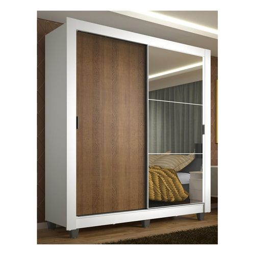 Closet Madesa 2 puertas con 1 espejo con pies blanco marrón denver
