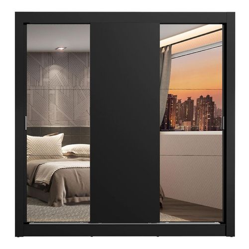 Closet Madesa lyon 3 puertas con 2 espejos 2 cajones negro