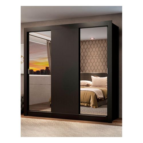 Closet Madesa 3 puertas con 2 espejos negro mónaco