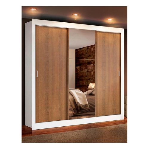 Closet Madesa 3 puertas con 1 espejo 4 cajones blanco marrón lyon plus