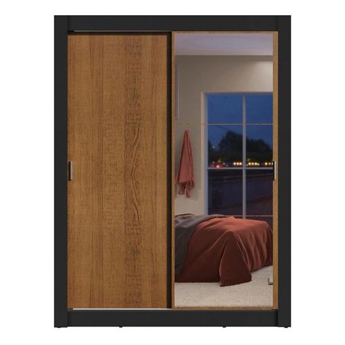Closet Madesa dallas 2 puertas con 1 espejo 2 cajones negro marrón
