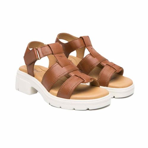 Sandalia casual Flexi tan para dama 133806