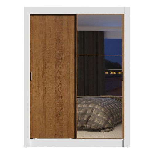Closet Madesa 2 puertas con 1 espejo 4 cajones blanco marrón dallas plus
