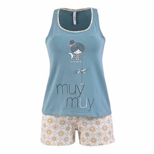 Pijama Sho Shi azul para dama 2396s