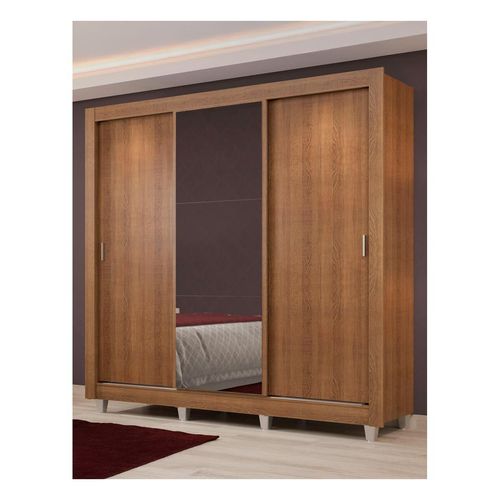 Closet Madesa 3 puertas con 1 espejo 4 cajones con pies marrón lyon plus
