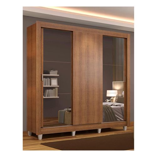 Closet Madesa 3 puertas con 2 espejos con pies marrón mónaco
