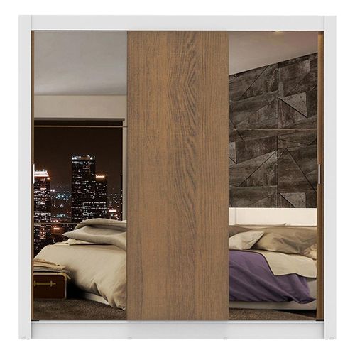 Closet Madesa 3 puertas con 2 espejos 4 cajones blanco marrón lyon plus